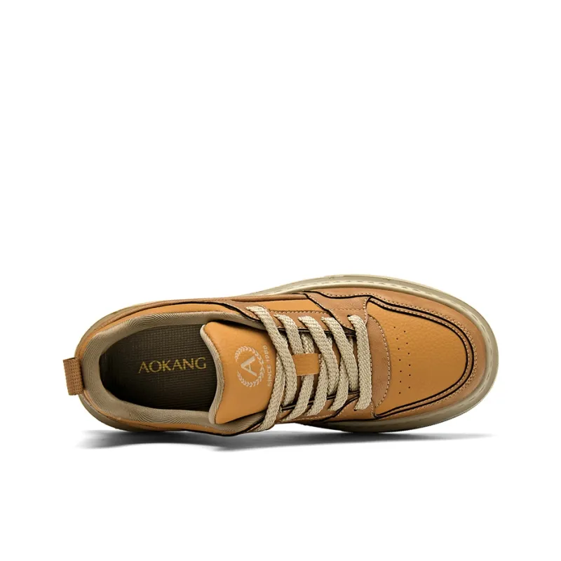 AOKANG Air Force One Series Skateboard Shoes Men Low Top Yellow Brown, Red Brown-2