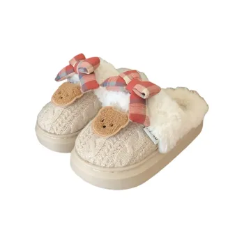 Thin Strips Cotton Slippers Women's Khaki