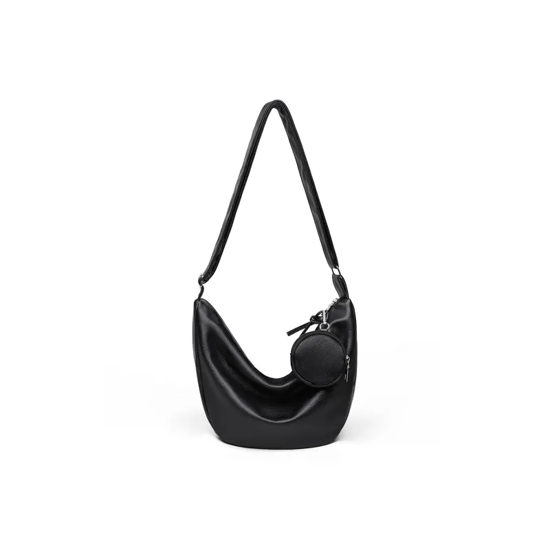 PT'SON Synthetic Leather Dumpling Bag, Underarm Shoulder Bag, Crossbody Bag Regular Women's Brown/Black-10