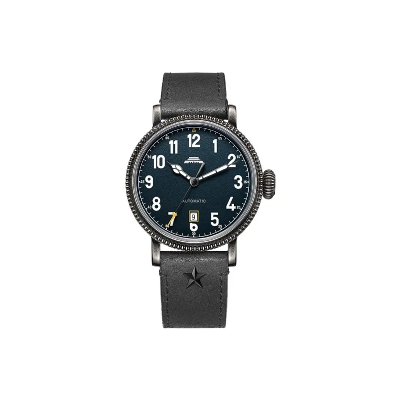 Beijing Fork Series Automatic Mechanical Movement Genuine Leather Strap Watch Men's Watches Gray Dial-0