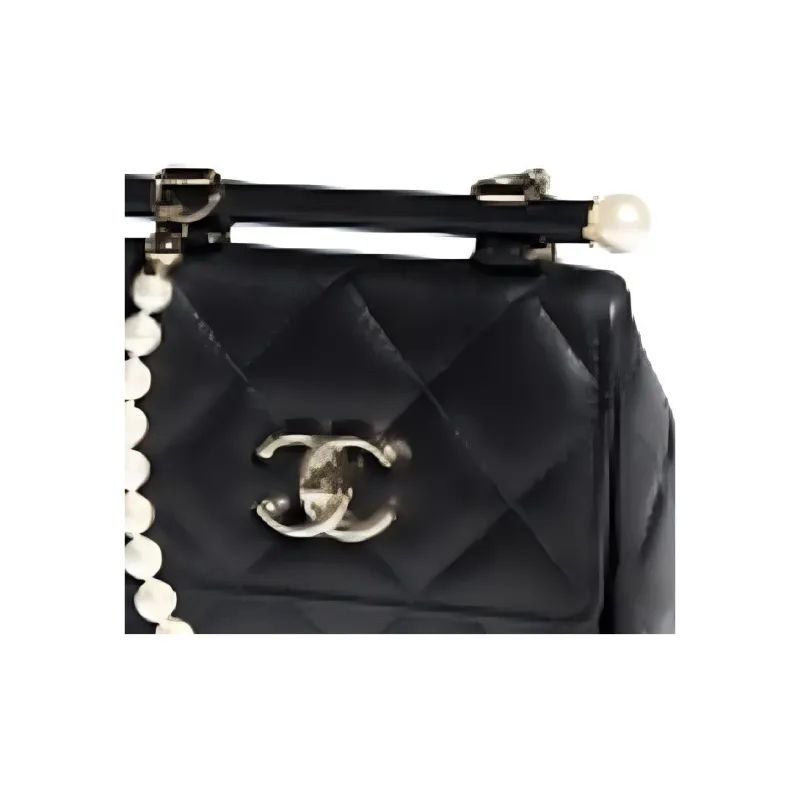 CHANEL Sheepskin Coin Makeup Bag, Shoulder Bag, Crossbody Bag Women's Black-1