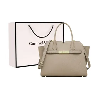 Carnival Keep Cow Leather Handbag Regular Women's Khaki/Black/Gold Brown