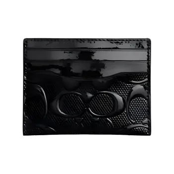 COACH Patent Leather Card Holder Mini Women's Black