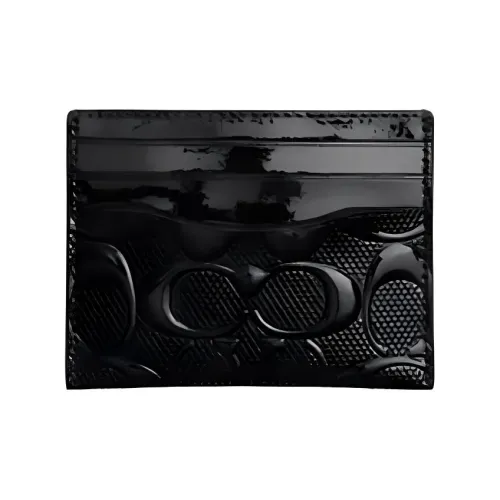 COACH Patent Leather Card Holder Mini Women's Black