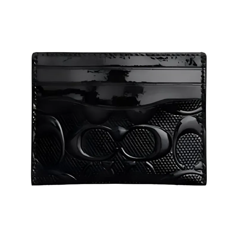 COACH Patent Leather Card Holder Mini Women's Black-0