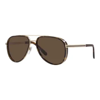 BVLGARI Aviator Sunglasses Men's Gold Tortoiseshell