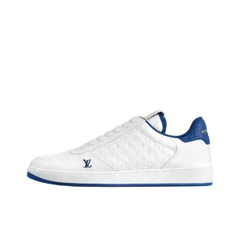 LOUIS VUITTON Rivoli Low Top Skateboard Shoes Men's White Blue