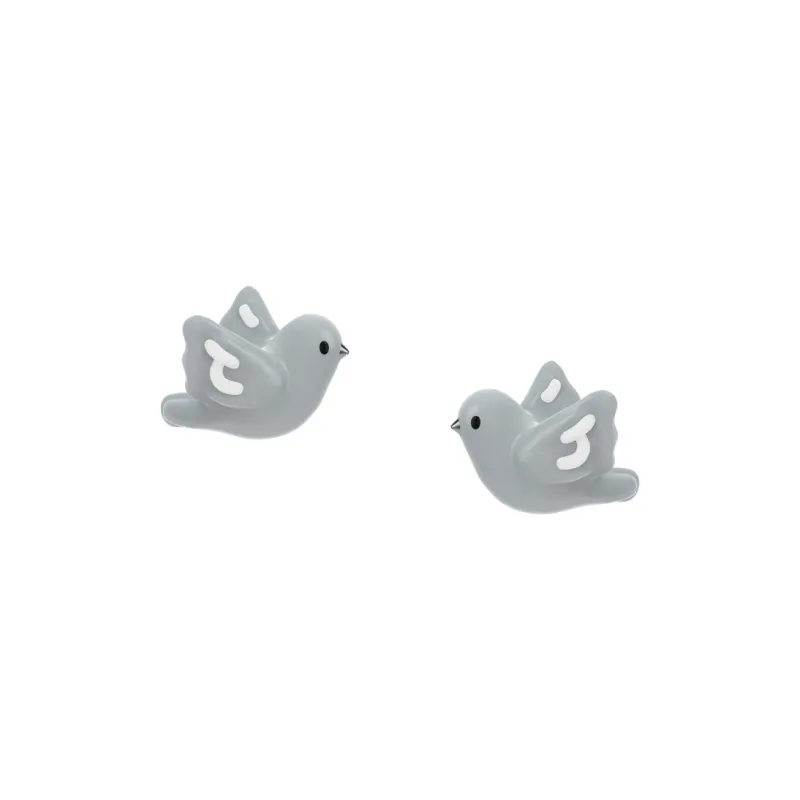 MARSEVEN Enamel Stud Earrings Women's Gray White-2