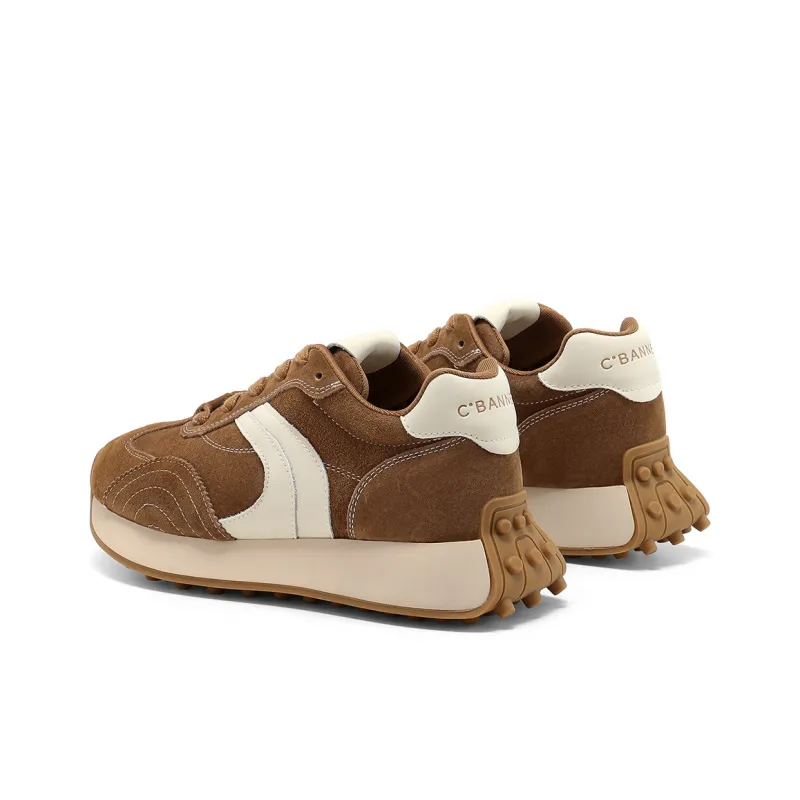 C°BANNER Height Increasing Low Top Skateboard Shoes Women's Brown-2