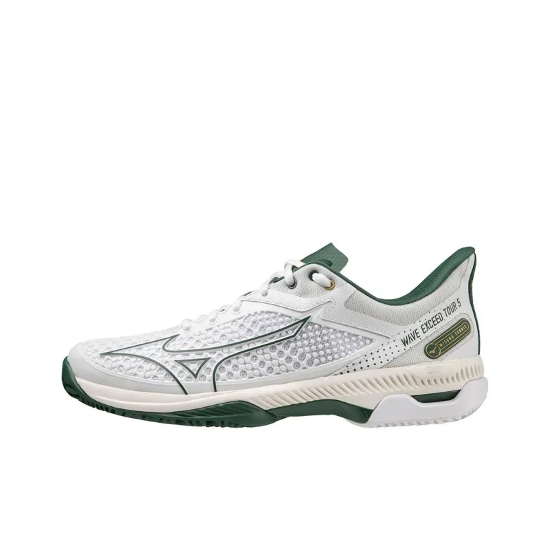 Mizuno Wave Exceed Tour 5 Anti-Slip Wear-Resistant Low-Top Tennis Shoes Unisex White Green-0