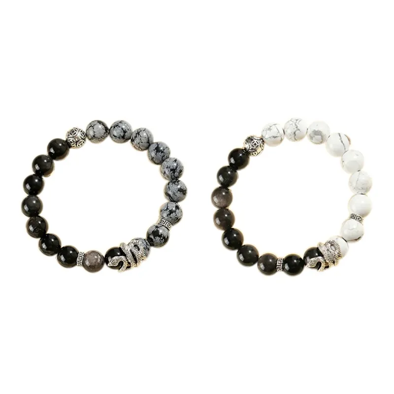Bubble Scallops Obsidian Bracelets Unisex-7