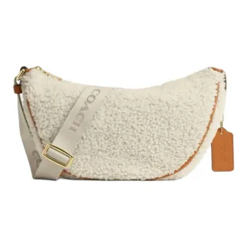 COACH Shearling Crossbody Bag Shoulder Bag Large Size Women's Ecru