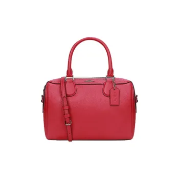 COACH Bennett Cow Leather Boston Bag Handbag Crossbody Bag Mini Women's Red