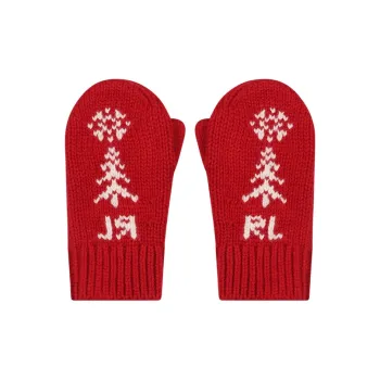 Ralph Lauren Cotton Wool Knit Gloves Kids' Red