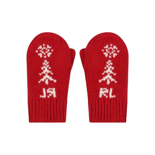 Ralph Lauren Cotton Wool Knit Gloves Kids' Red