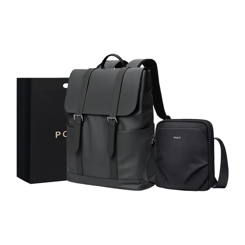 POLO Fabric With Synthetic Leather Backpack Large Size Men's Multicolor-20