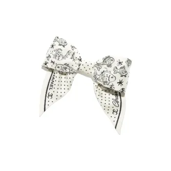CHANEL Silk Twill Hair Clips Women's Ivory