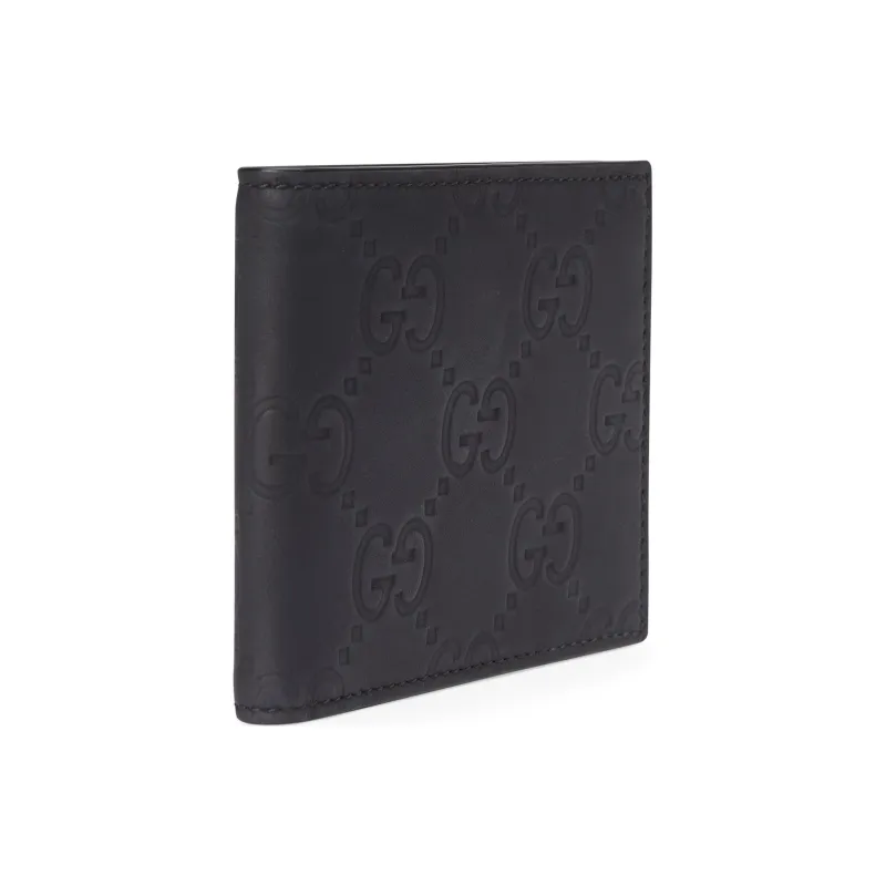 GUCCI Rubber Leather Wallet Men's Black-1