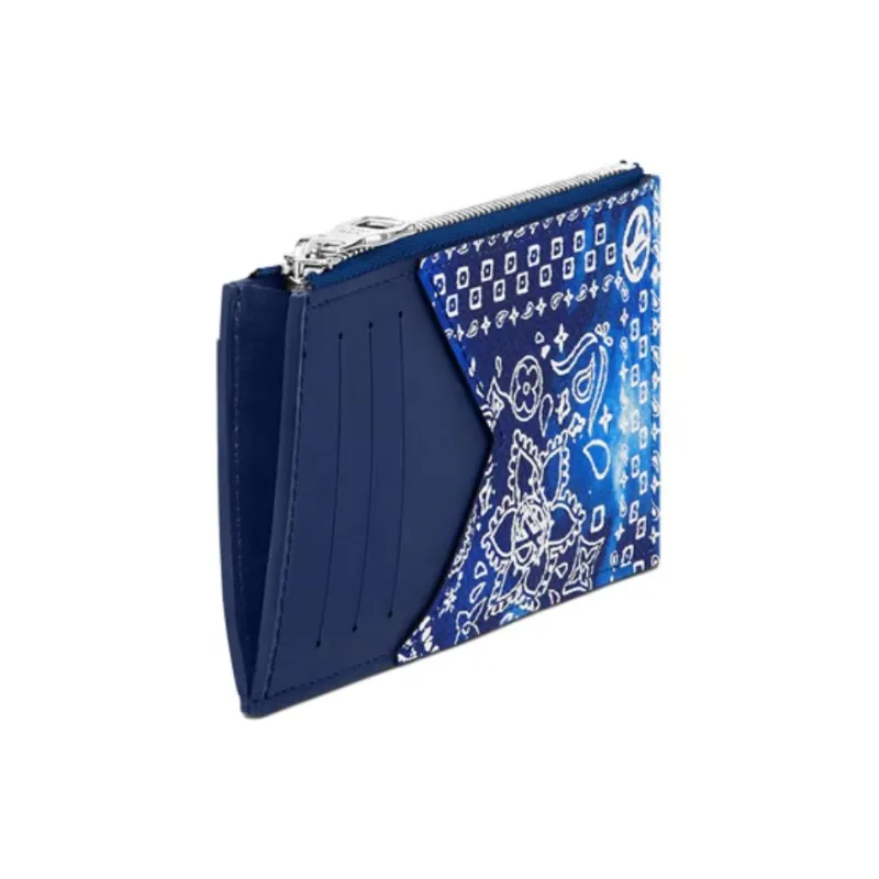 LOUIS VUITTON Coin Card Holder Bandana Monogram Blue-1