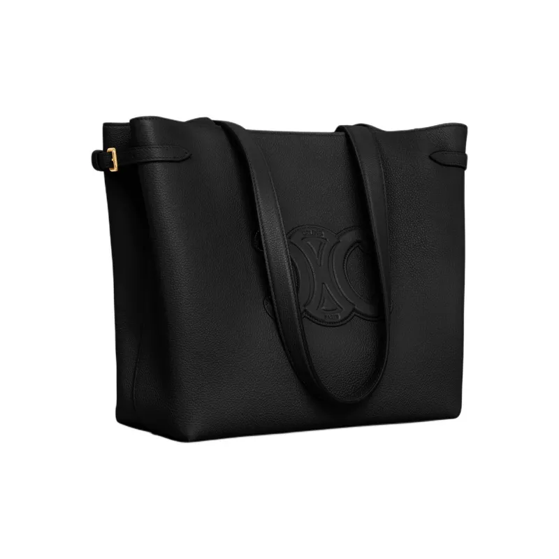 CELINE Triomphe Calfskin Tote Bag, Shopping Bag, Handbag, Shoulder Bag Small Size Women's Black-2