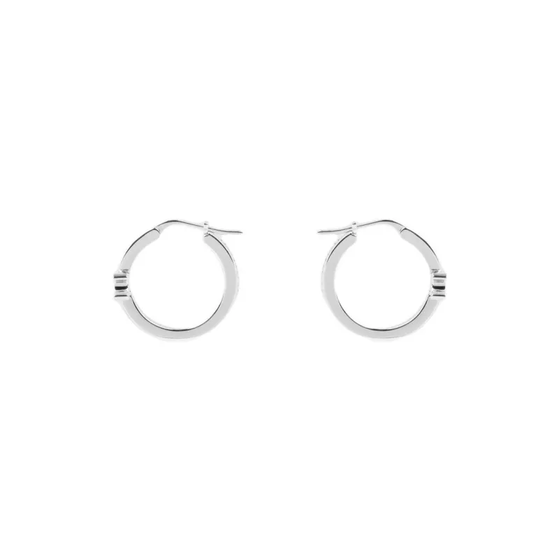 CELINE Triomphe Sparkle Hoops In Strass And Brass With Rhodium Finish-2