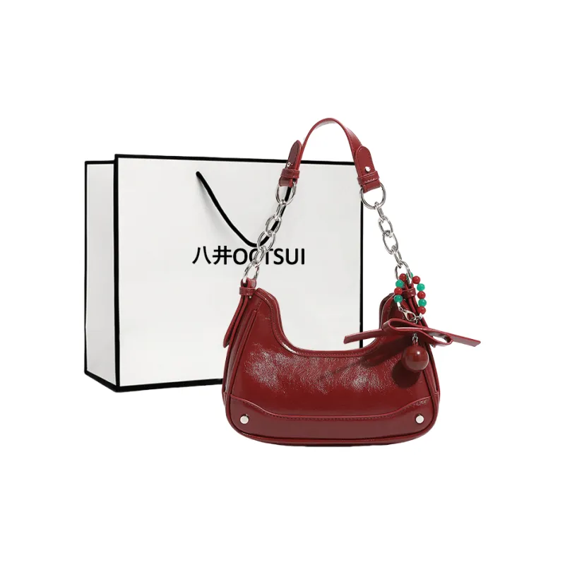 OCTSUI Microfiber Synthetic Leather Shoulder Bag, Handbag, Shoulder Bag Women's Cherry Red-0