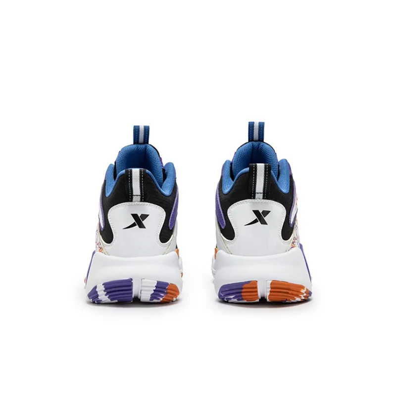 XTEP Anti-Slip Wear-Resistant High-Top Basketball Shoes White Purple Kids'-3