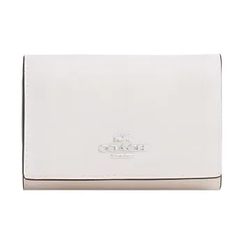 COACH Micro Refined Pebbled Leather Coin Purse Wallet Women's White