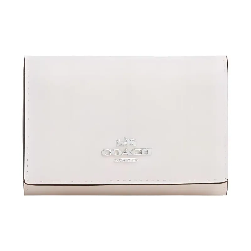 COACH Micro Refined Pebbled Leather Coin Purse Wallet Women's White-0