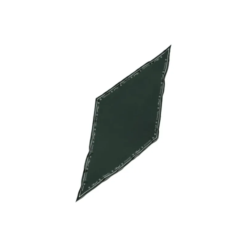 CHANEL Silk Twill Shawls Women's Dark Green-1
