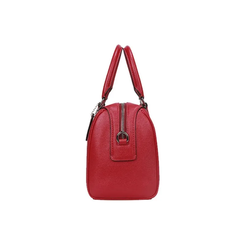 COACH Bennett Cow Leather Boston Bag Handbag Crossbody Bag Mini Women's Red-3
