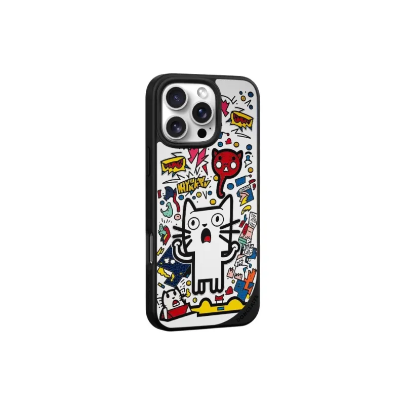 LANWK Gilded Material Confused Cat Phone Case Compatible With Apple IPhone 15/16 Pro/Max Anti Drop Magnetic-6