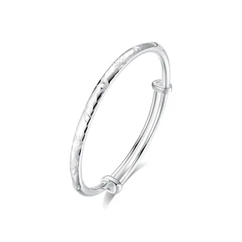 Heart Grass 999 Fine Silver Bangles Women's