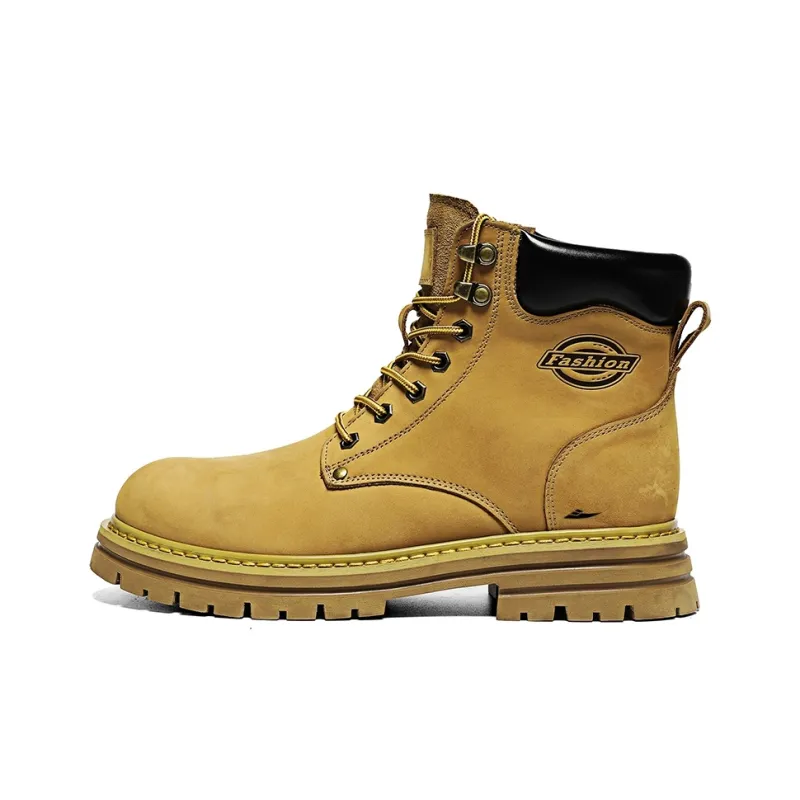 Kuding Martin Boots Unisex Black/Gold/Khaki-2