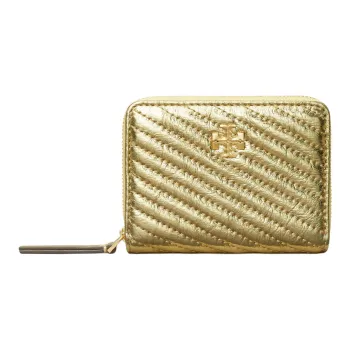 TORY BURCH Kira Metal Leather Wallet Small Size Women's Gold