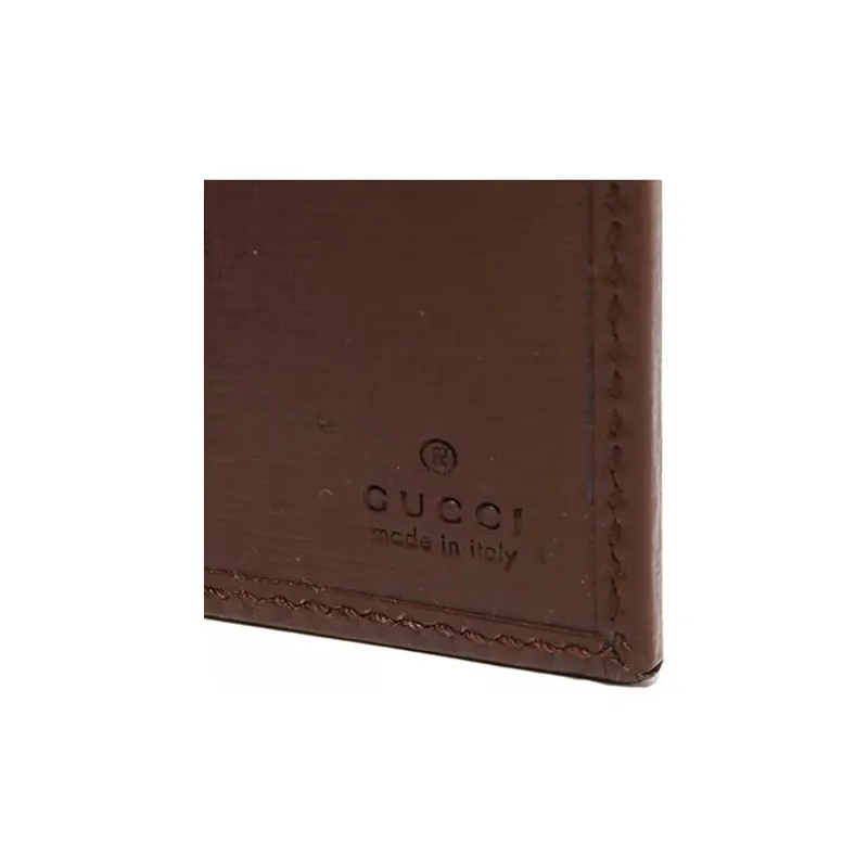 GUCCI Interlocking Collection Canvas With Leather Trim Card Holder Men's Beige/Brown-3