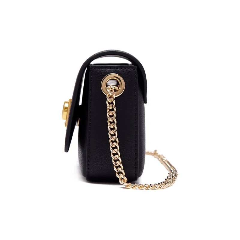 Montagut Cow Leather Small Square Bag Shoulder Bag, Crossbody Bag Regular Women's Black/White/Mustard Green-2