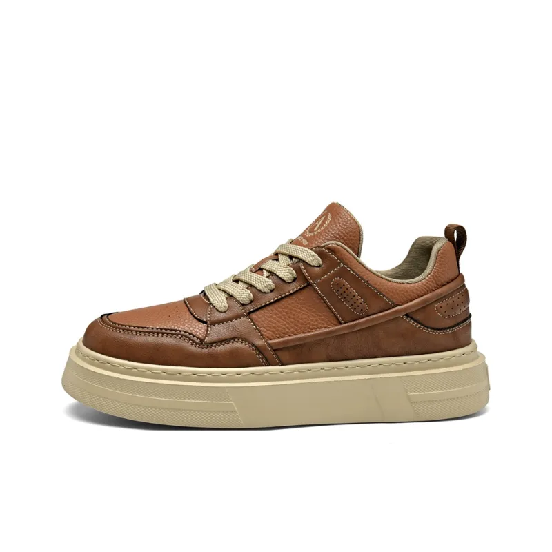 AOKANG Air Force One Series Skateboard Shoes Men Low Top Yellow Brown, Red Brown-5