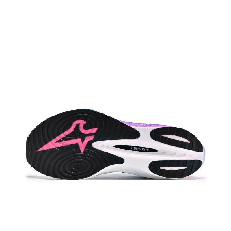 LEBUZHE Low Top Running Shoes Men's Sea Blue Cherry Blossom Pink-4
