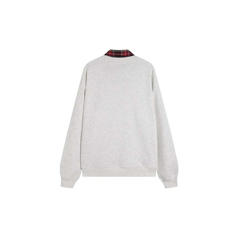 POPWAVE Sweatshirt Unisex V Neck Red Plaid Sweatshirt-1