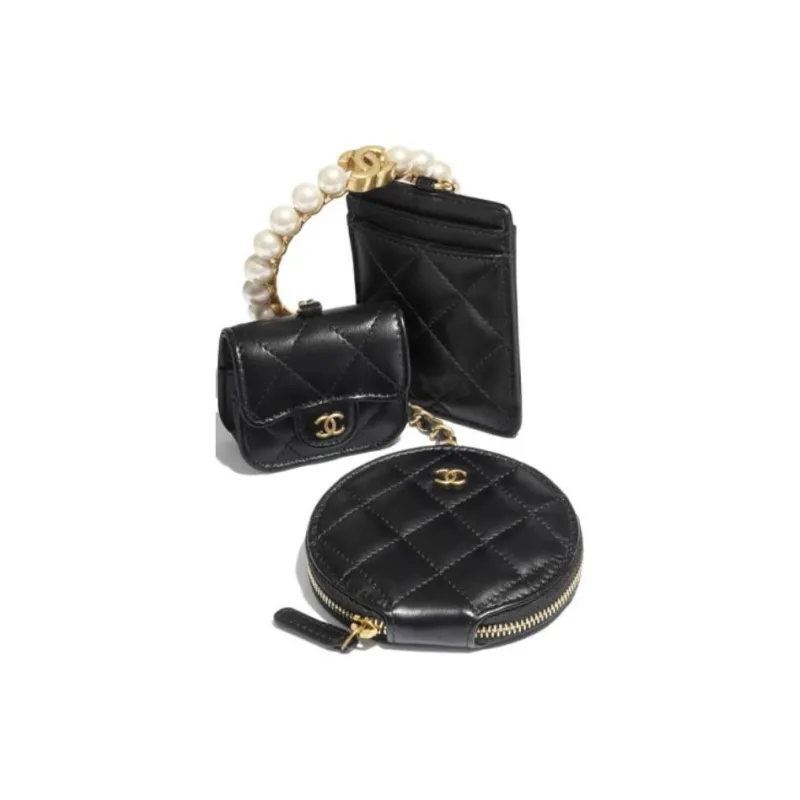CHANEL Sheepskin 3 in 1 Bangle Bag Wrist Bag Unisex-3