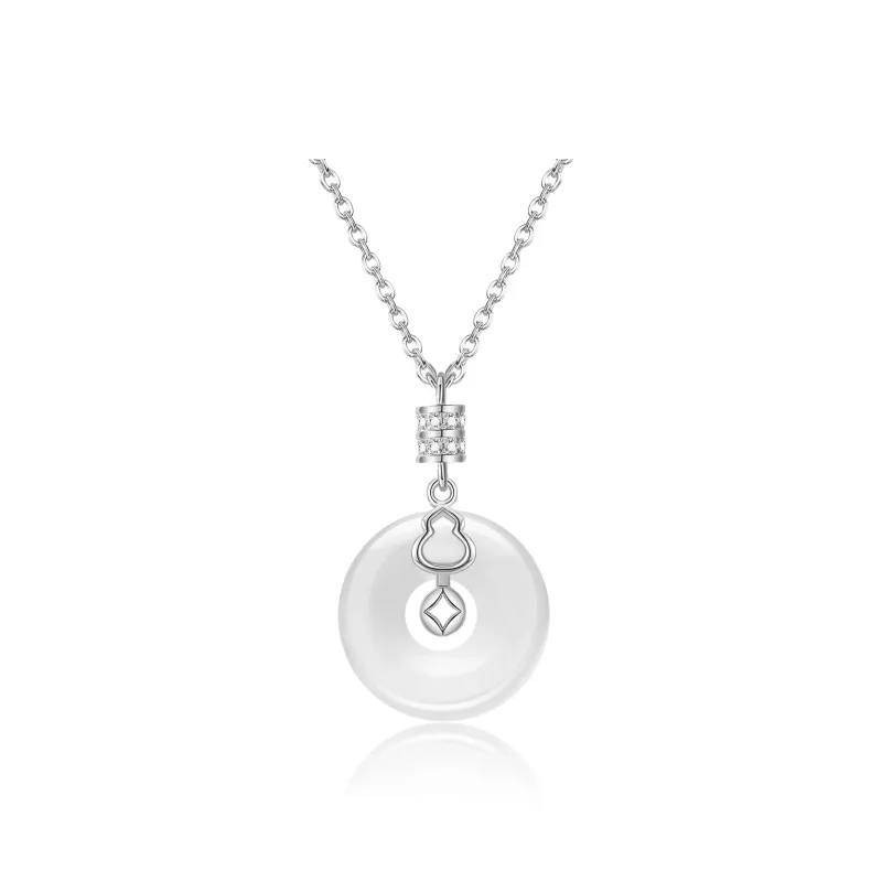 MUGONGZI Necklaces Pale Greenish White Jade Women's-7