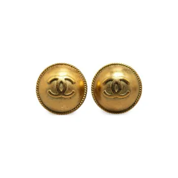 CHANEL 1995 Plated Cc Round Clip On Earrings Costume Earrings