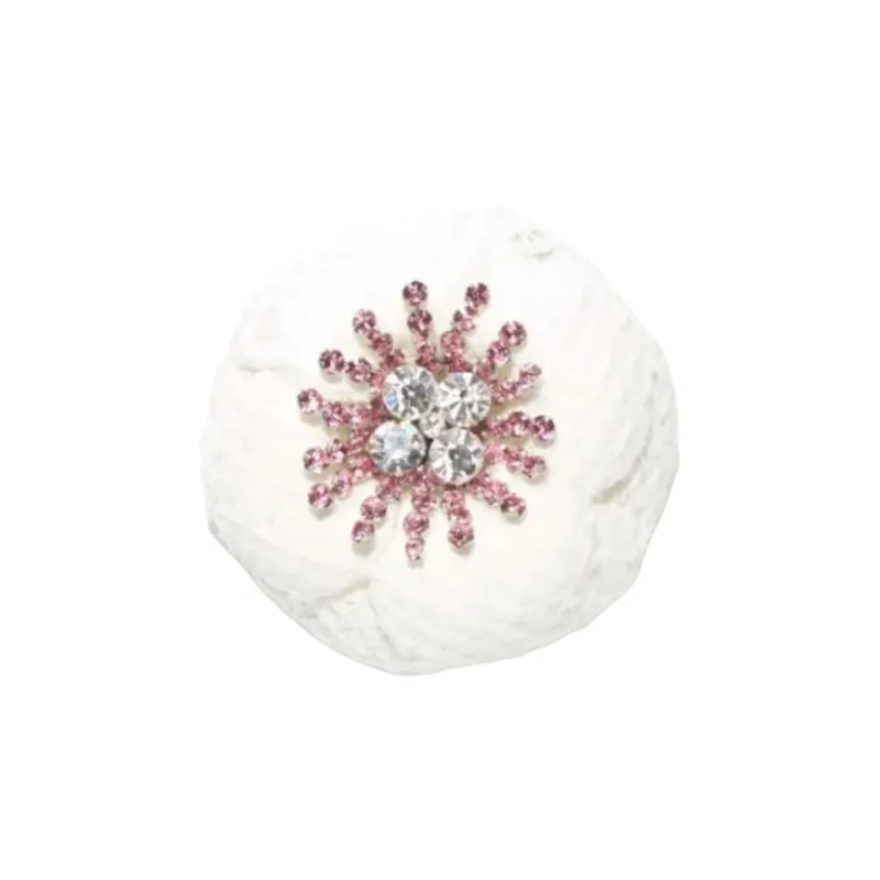 CHANEL Cotton Twill Velvet Rhinestone Brooches Women's White-1