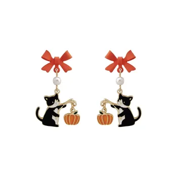 QIANFANGDAHUANGYE S925 Silver Earrings Women's Black White