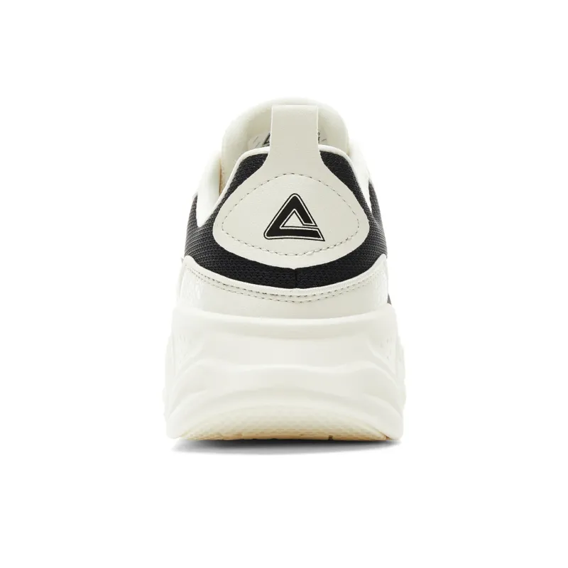 PEAK Height Increasing Wear Resistant Lightweight Slip Resistant Low Top Chunky Sneakers Men's Canvas White Black-4
