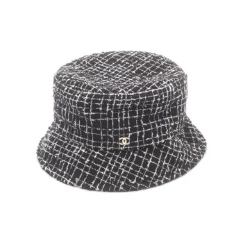 CHANEL Cotton Bucket Hats Women's Black/White