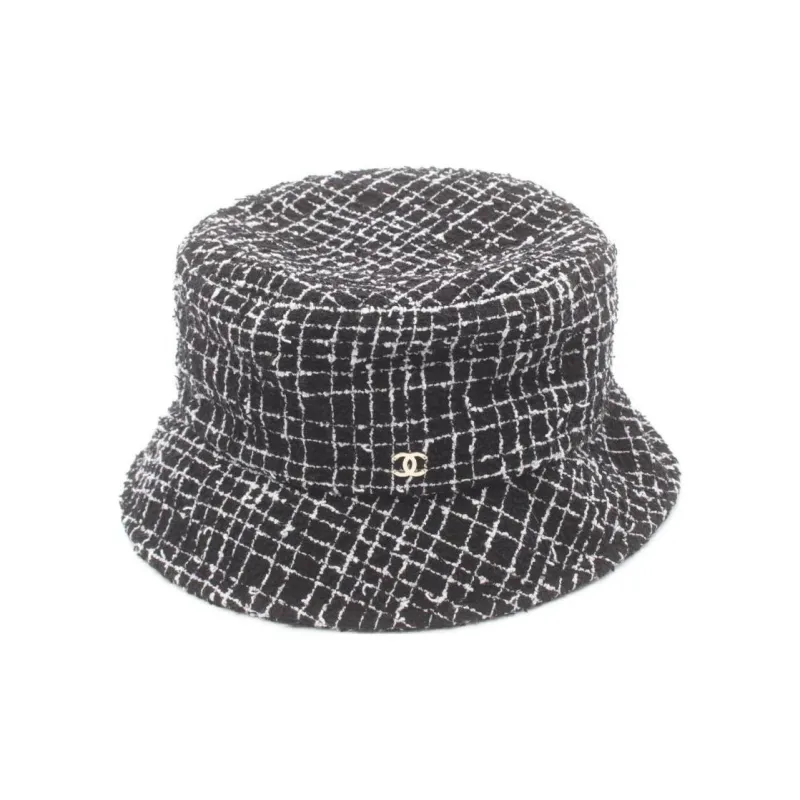 CHANEL Cotton Bucket Hats Women's Black/White-0