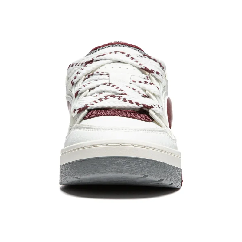 LiNing Journey V2 Slip Resistant Cushioning Wear Resistant Support Low Top Skateboard Shoes Women's White Red-4