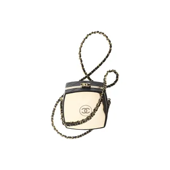 CHANEL Sheepskin Makeup Box Powder Bag Handheld Shoulder Bag Crossbody Bag Women's Black